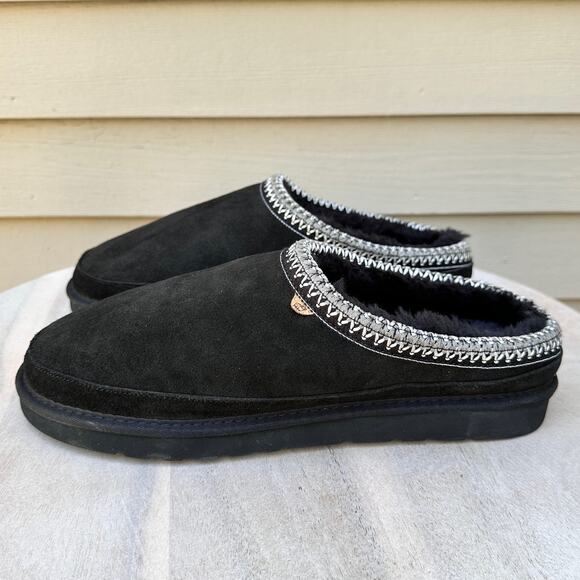 Lamo Womens Size 12 Suede Slippers Black Cirrus Footbed Cozy Fur Lined Slip-On - Picture 7 of 12